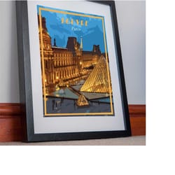 louvre print poster canvas wall art paris france canvas wall decor la tour triumph arch arc de triomphe picture home dec