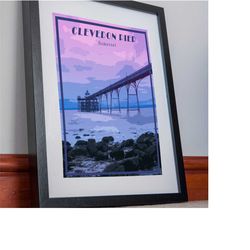 clevedon print poster canvas pier wall art decor england vintage poster artwork picture holiday gift home vacation souve
