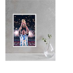 leo messi fifa 2022 world cup poster print art,lionel messi canvas wall arts,man cave decors,game room wall art decor,ar