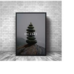 motivation canvas wall art, balance rock balancing home decor art, frame art, christmas gift, success gift