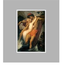 frederic leighton the fisherman and the syren canvas/poster art reproduction, living room wall art, classic art painting