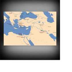 seven wonders of the ancient world map, world map canvas map poster, skyri, black frame, white framed map, world art