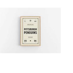 pittsburgh penguins ticket print | wall art | vintage poster | penguins hockey