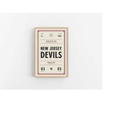 new jersey devils ticket print | wall art | vintage poster | devils hockey