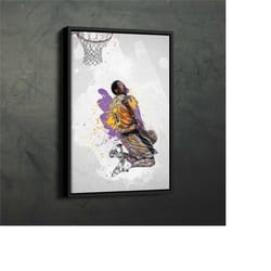 american basketball player poster los angeles lakers nba framed wall art home decor canvas print artwork