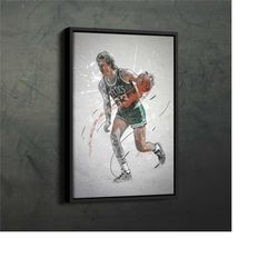 larry bird poster boston celtics nba framed wall art home decor canvas print artwork
