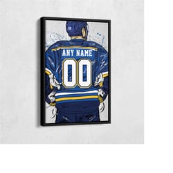 st. louis blues jersey nhl personalized jersey custom name and number canvas wall art home decor framed poster man cave
