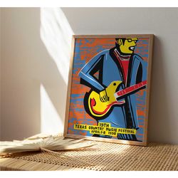 texas country music festival - retro poster, vintage
