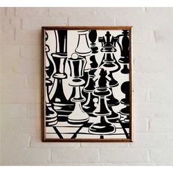 chess wall art - minimal sports illustration poster