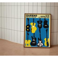 queens guitar centre poster - stunning retro guitar