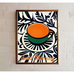 good morning coffee print - minimalist retro poster