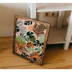 monstera tropical leaves, botanical poster, monstera print, plant