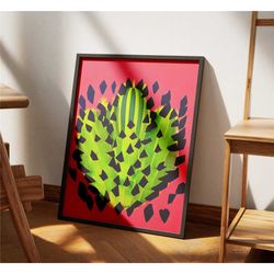 pop art cactus art print, retro botanical poster,