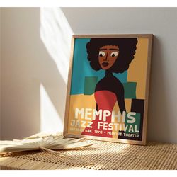 memphis jazz festival poster - mid century modern,