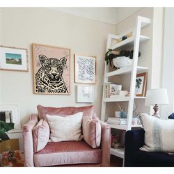 white leopard wall art print - jungle cat