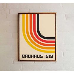 minimalist bauhaus poster - geometric semi-circles mid century