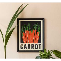 minimalist carrot poster - botanical posters, decorative fruit,