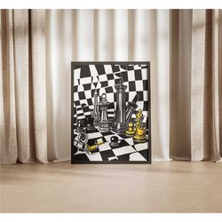classy chess poster - bar room decor, mancave