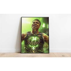 giannis antetokounmpo poster, nba posters, wall art, wall