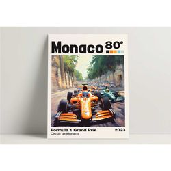 monaco grand prix 2023 poster, f1 racing poster,mclaren