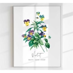 february birth flower violet floral print nursery print