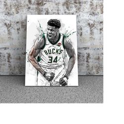 giannis antetokounmpo poster, painting hand made canvas, framed wall art, poster print
