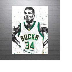giannis antetokounmpo milwaukee bucks basketball art poster-free us shipping