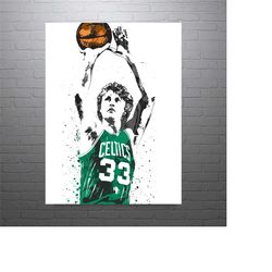 larry bird boston celtics basketball art poster-free us shipping