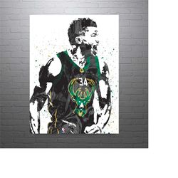 giannis antetokounmpo scream milwaukee bucks basketball art poster-free us shipping
