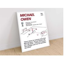 michael owen, england v argentina, football poster