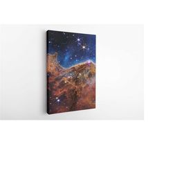 james webb space telescope images, carina nebula nasa deep field canvas, carina nebula wall decor , cosmic cliffs, canva