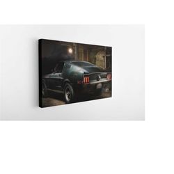 ford mustang classic car canvas, art print, illustration, drawing, watercolour, art, sports car,wall decor,art print