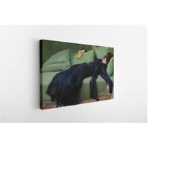 decadent young woman canvas after the dance by roman poster, 1899 antique famous bored gilded ,age victorian female figu