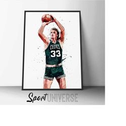 larry bird poster larry bird print canvas print boston celtics wall art man cave