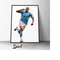 erling haaland print erling haaland poster canvas print manchester city art print wall art man cave