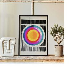 mid-century modern wall art - color blocks abstract shapes illustrations modernist boho decor