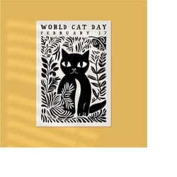 world cat day poster - unique art print for wall decoration - ideal for entryway display, above bed accent, or nursery g