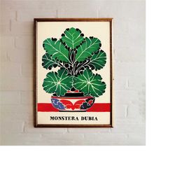 monstera dubia poster - artistic print wall art botanical leaf poster boho decor scandinavian minimalist nordic tropical