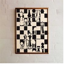 1931 chess poster - vintage german poster - monochrome wall art prints, player gift game room decor, bar decor - mancave