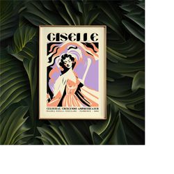 giselle ballet poster - inspiring nursery decor vintage style artwork, thoughtful gift, modern nordic, ballet enthusiast