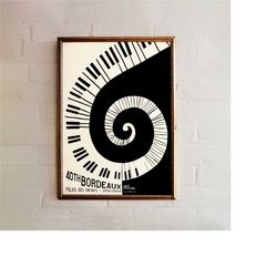 40th bordeaux jazz festival poster - grand piano wall art - music concert art print giclee reproduction retro advertisin