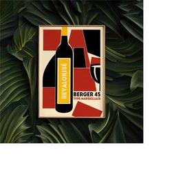 revaloris wine poster - french advertising print, minimalist alcohol print, yellow bar decor, aesthetic print, cocktail,
