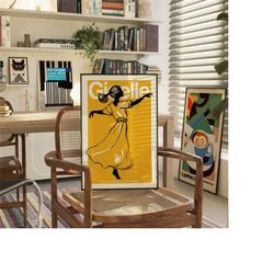 french ballet poster - giselle - ballerina print, nursery decor ideas - vintage poster, ballet gift nordic decor, contem