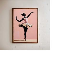 ballerina painting reproduction poster - whimsical wall art print, retro boho bedroom decor, contemporary art, minimalis