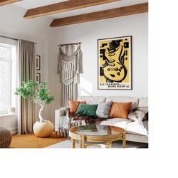 1973 long beach blues festival poster - electric guitar illustration - giclee reproduction advertising wall art print, r