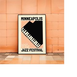 minneapolis jazz festival poster - minimalist piano wall art prints - peach fuzz artwork - collectible giclee reproducti
