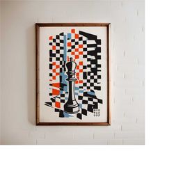 japanese chess poster - minimalist chess piece illustration - quirky japan wall art - board game nerd gift - original we