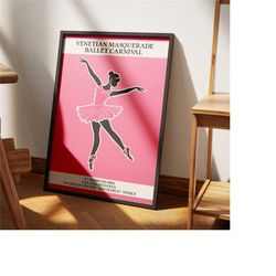ballet carnival poster - venice - venetian masquerade - classic dance poster - italian ballet print paris poster dance p