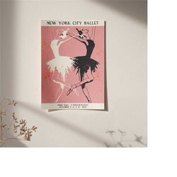 ballet vintage poster, ballerina print, nursery decor ideas - paris exhibition poster, ballet gift nordic decor, large s