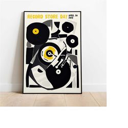 vintage-inspired vinyl record art print - commemorative poster for record store day 2013 - mid century aesthetic wall de